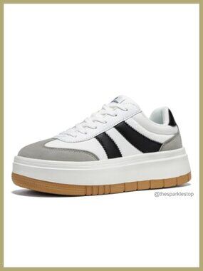 Women's Platform Sneakers Chunky Fashion Tennis Shoes Faux Leather